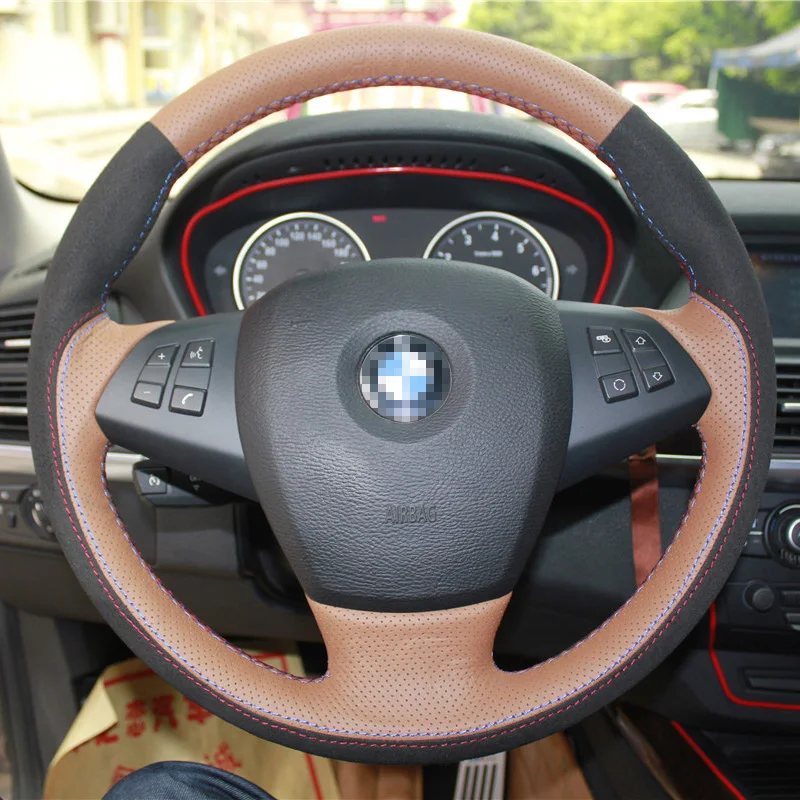 

Car- Styling New Anti Slip Swede Leather Steering Wheel Stitch on Wrap Cover For BMW X5