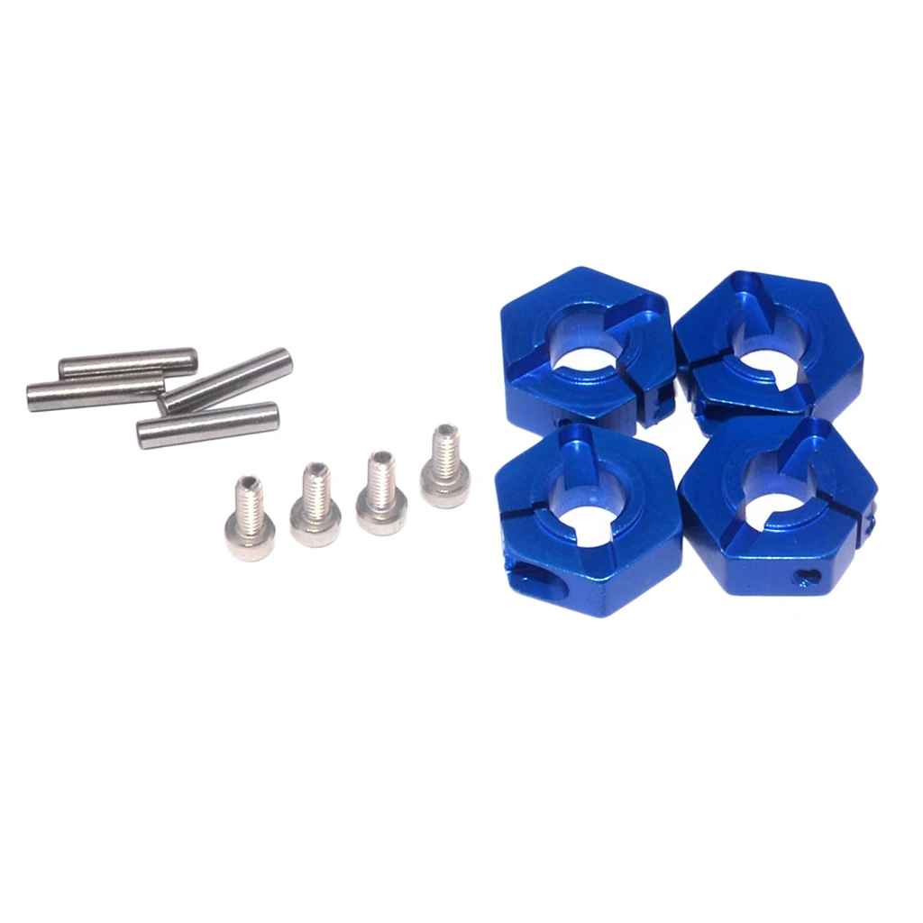 4 Pieces Aluminum 5.0 Wheel Hex 12mm Drive Hubs Pins&Screws for 1/10 RC Car