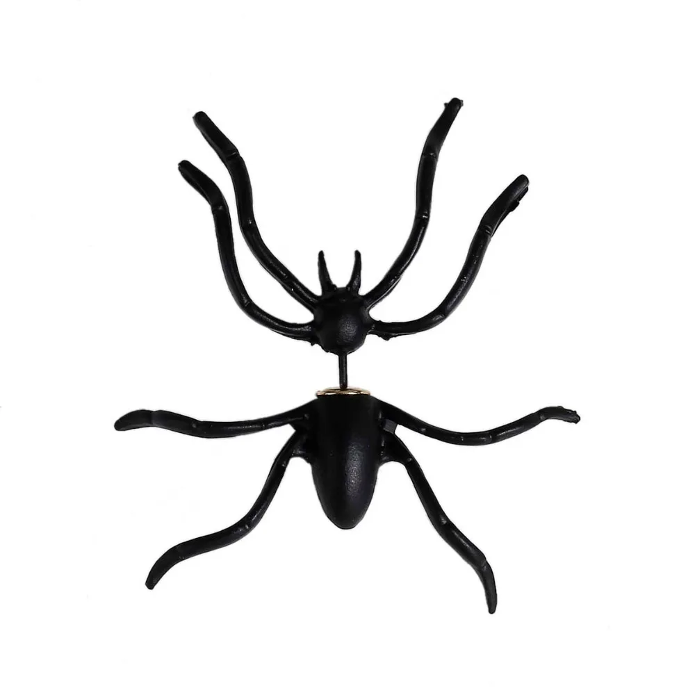Doreen Box 3D Двухсторонние серьги-гвоздики для ушей, черные серьги в виде паука на Хэллоуин 43 мм x 40 мм, 1 штука