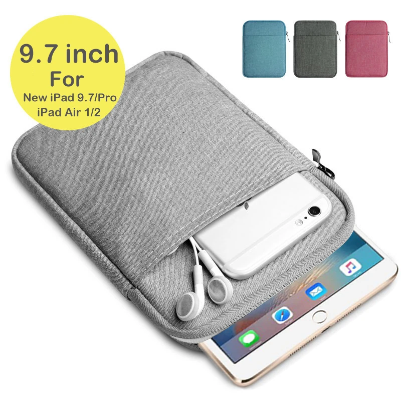 

Tablet Bag Sleeve Pouch Case for New iPad Pro 2017 9.7 inch Case Zipper Bag Shockproof Tablet Case For iPad Air 1/2 FreeShipping