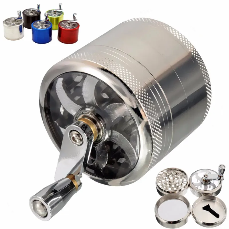 4 Layers Herb Tobacco Spice Weeds Grass Aluminium Grinder Smoke Crusher Hand Crank Muller Mill Pollinator Smoking Accessories 4 Layers Herb Tobacco Spice Weeds Grass Aluminium Grinder Smoke Crusher Hand Crank Muller Mill Pollinator Smoking Accessories