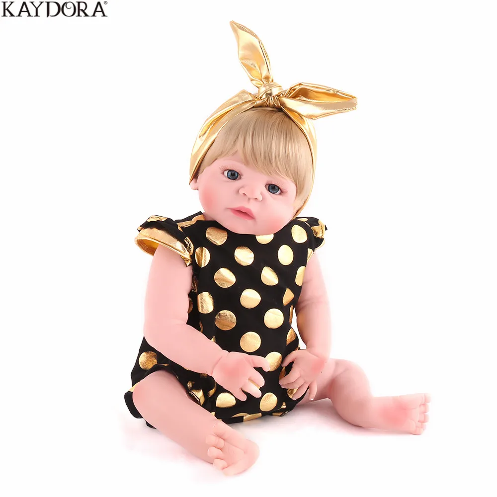 

KAYDORA Reborn Baby Doll Full Silicone Body 55cm Bath Toys Baby Alive Doll Bebe Reborn menina Girl Doll Toys For Girls