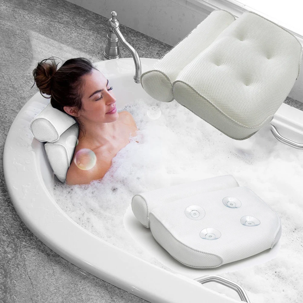 HTB12IpwatfvK1RjSspoq6zfNpXaF High Quality Bath Tub Spa Pillow Cushion Neck Back Support Foam Comfort Bathtub 6 Suction Cup