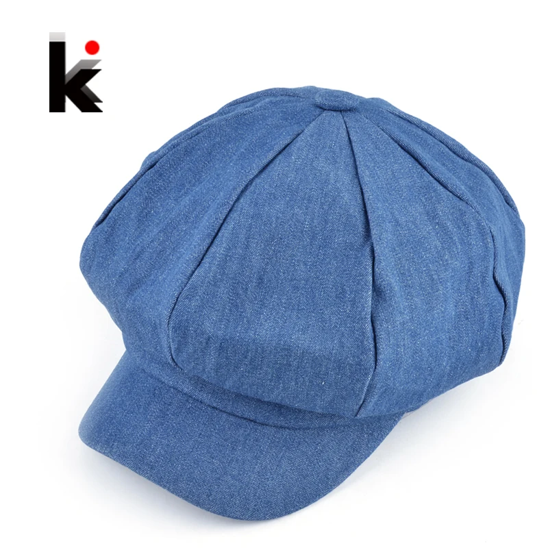 2017 Popular design newsboy caps womens fashion washed denim casual hat