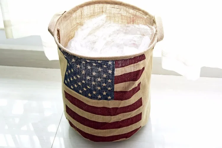 Корзина для хранения мусора с флагом США корзины для хранения остатков бытовой косметики, нижнего белья, бочек для хранения