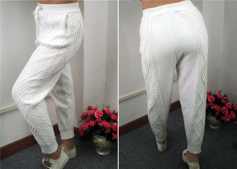 RUGOD Модные Новые однотонные женские брюки на шнуровке мягкие свободные брюки с эластичной талией теплые тянущиеся трикотажные Pantalones Mujer