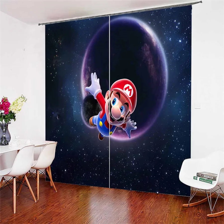 3D Window Curtains Mario Print for Living Room Bedding Room Home Decor Tapestry Wall Carpet Drapes Cotinas#MLA-4