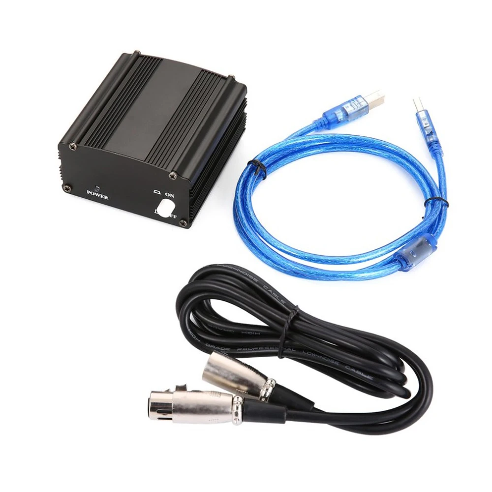 Топ предложения 48V USB Phantom источник питания USB Кабель микрофонный кабель для мини-микрофона конденсаторный записывающее оборудование-черный