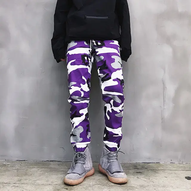 WEBONTINAL 2018 Streetwear Purple Camouflage Dance Harem Pants Men