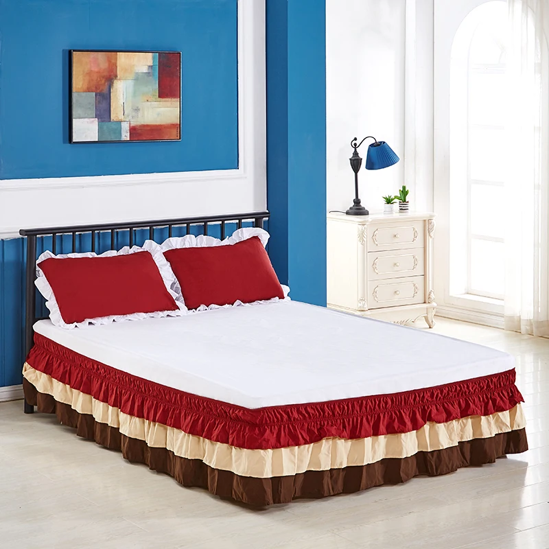 

Princess impact color ruffles cake layers bed skirt no bed surface tightness bed apron elastic band bedspread free shipping