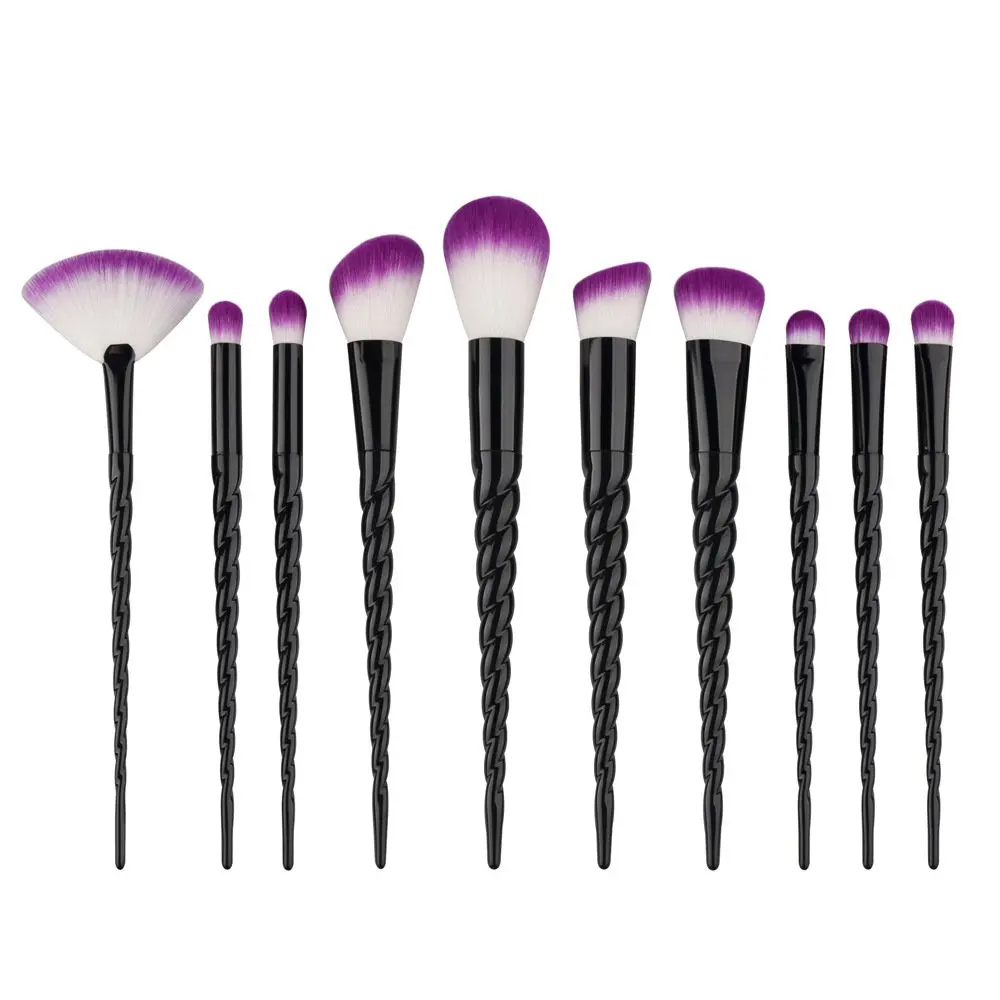 

Hot 10pcs Spiral Makeup Brushes Set Foundation Eyeshadow Base Powder Blush Blending Brushes Purple Makeup Brush Cosmetic Tools
