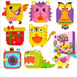 12 моделей детская разноцветная бумага пластин DIY игрушки ручной работы для живописи и стикер мультяшка Животные Бумага пластина обучения