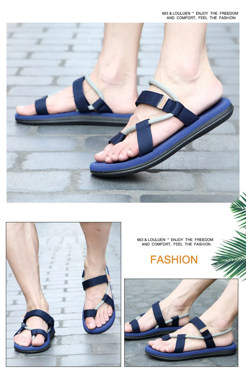 LOULUEN Brand Men's Sandals Summer Boy Sandals Vietnamese Sandals Outdoor Couples Personality Tide Beach Flip-Flops Men Slippers (4)