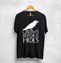 Crows Before Hoes Футболка Топ Игра престолов Hodor Stark Jon Snow Ned Bran подарок, Модная стильная мужская футболка, Классическая футболка из 100% хлопка