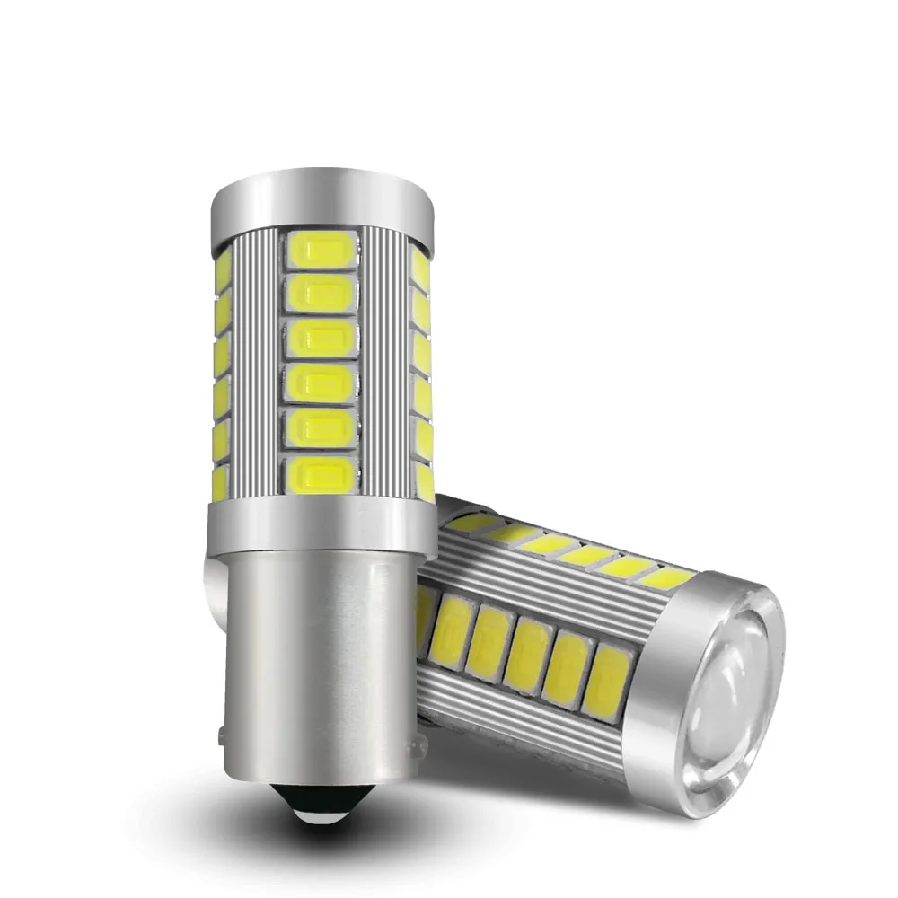 

2pcs LED 12V Car Tunk Signal Brake Reverse Light Rear Fog Lamps P21W 1156 33SMD BA15S Auto Styling Accessories