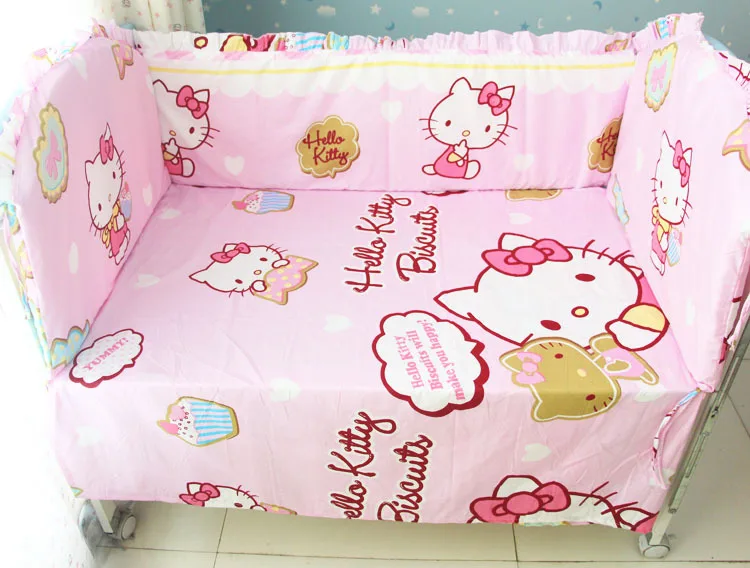 

Promotion! 6PCS Cartoon Crib Baby bedding set crib bumper cotton Cot baby bedclothes (bumpers+sheet+pillow cover)