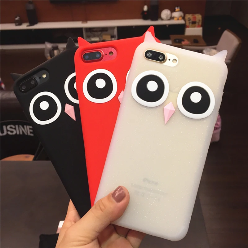

Big eyed Owl Case For iPhone 5 5S 5C SE 6 6S 7 8 6s Plus iPhone X Silicone Phone Cover