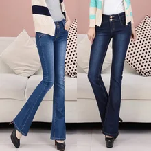Большие размеры женские модные джинсы с высокой талией брюки женские модные элегантные офисные OL яркие брюки джинсы LU991