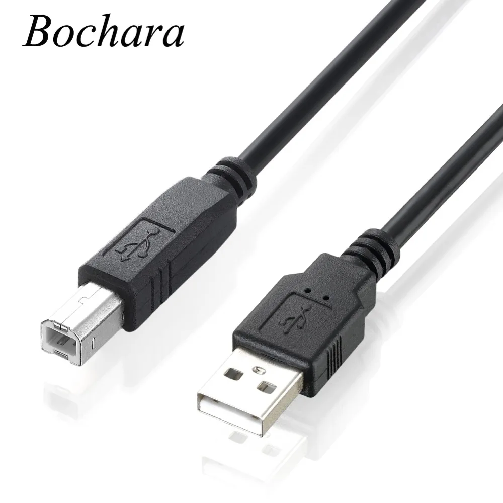 Bochara USB 2,0 кабель для принтера тип A папа-Тип B Папа из фольги+ Плетеный(внутри) экранированный 30 см 50 см 1 м 1,5 м 1,8 м 3 м 5 м