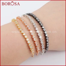 Borosa фианит браслет из бисера Кристалл Micro Pave шарик с 10 ''Регулируемая цепочка Переключить застежками Браслет wx462