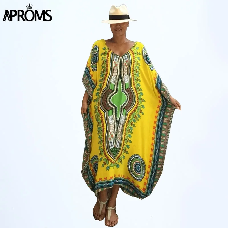 Aproms, африканские платья-кафтан для женщин, летнее этническое платье Дашики, халат, традиционная африканская одежда, длинное платье-туника макси