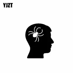YJZT 11,5 см * 14,1 см крутой необычайно нежный смешной паук в мозге виниловая наклейка оригинальная автомобильная наклейка черный/серебристый