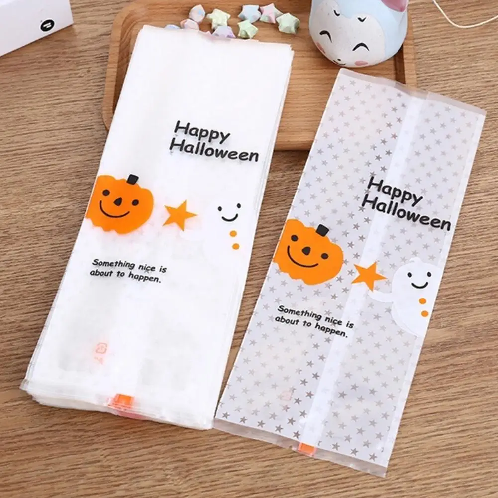 

50pcs/lot Halloween Ghost/Pumpkin Cookie Packaging Bags 24.5x9.5cm Samll Gift Bag Self Adhesive Plastic Bags Wedding Candy Bag