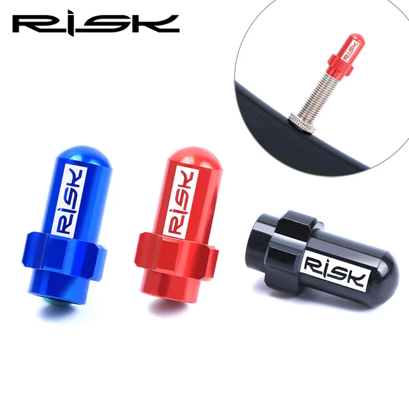 

Risk 2pcs AL7075 Bike Schrader Presta Valve Cap Dustproof Bicycle Tire Covered French/American Valve Cycling Accessories Black