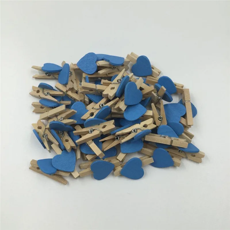 50 unids mini Corazón de amor de madera clothespin pinza de madera clothespin Bois artesanía Clips DIY ropa de papel de foto PEG clothespin