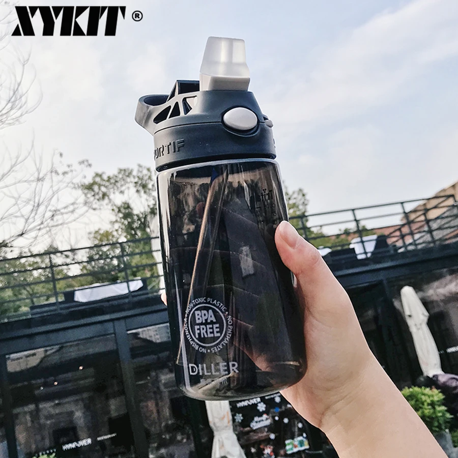 Спортивные бутылки для воды XYKIY с соломинкой My Bottle для воды 500 мл, портативная Герметичная Бутылка Для Воды без BPA, шейкер, пластиковая бутылка