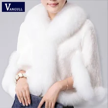 Vangull зимнее пальто из искусственного меха с искусственным кроличьим воротником, пальто из искусственного меха, норковая шерсть, мех кролика Рекс, новая модная куртка-накидка