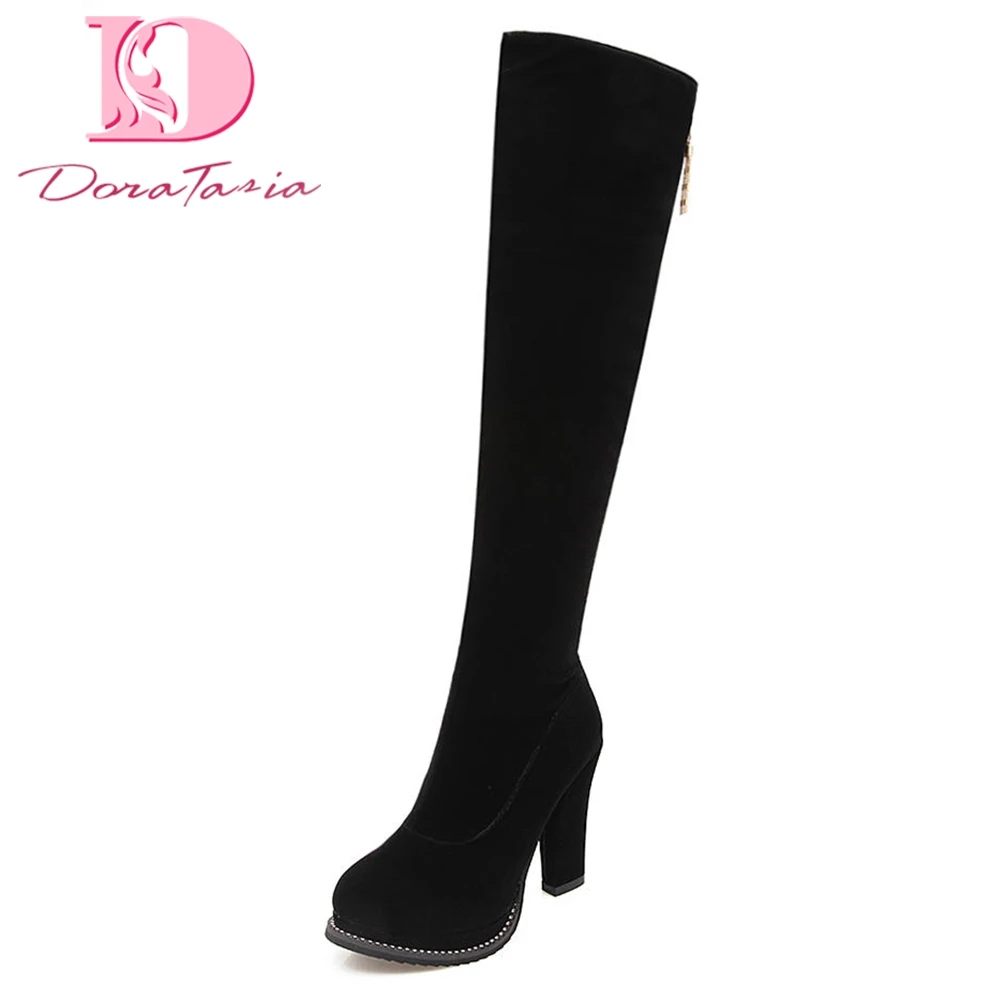 

Doratasia 2018 Large Size 32-43 Brand Design Shoes Woman Winter Boots Female Sexy High Heels Zip Up Knee High Women Boots Woman