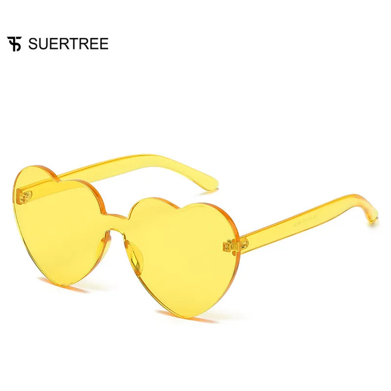 Suertree солнцезащитные очки Для женщин Для мужчин сердце Форма без оправы красочные ветрозащитный Модные Оттенки Óculos gafas-де-сол A-001