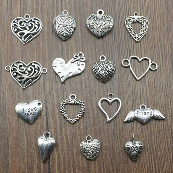 

10pcs/lot Antique Silver Color Heart Charm Pendants Jewelry Accessories Small Heart Charm For DIY Jewelry Making