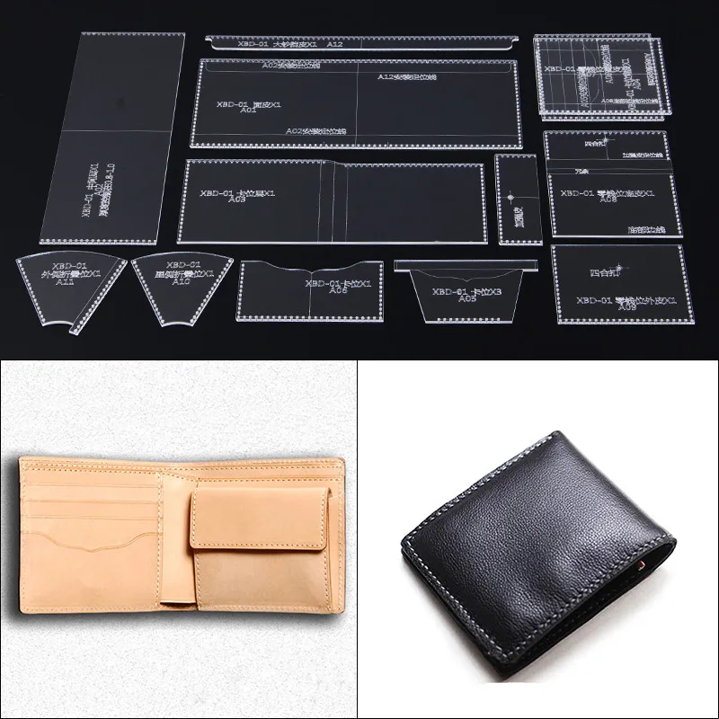 

1 Set DIY Leather Handmade Craft Business short purse Sewing Pattern AcrylicTemplate Pattern