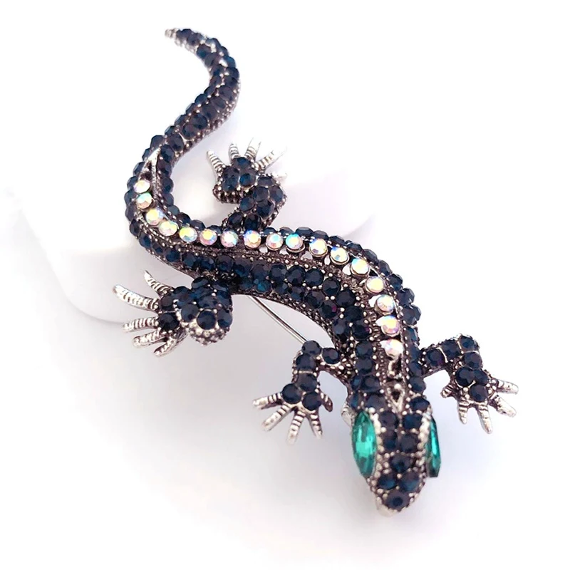 

2019 Gift Pins Lizard Brooch For Women's Gecko Wicca Metal Cute Pin Crystal Jewelry