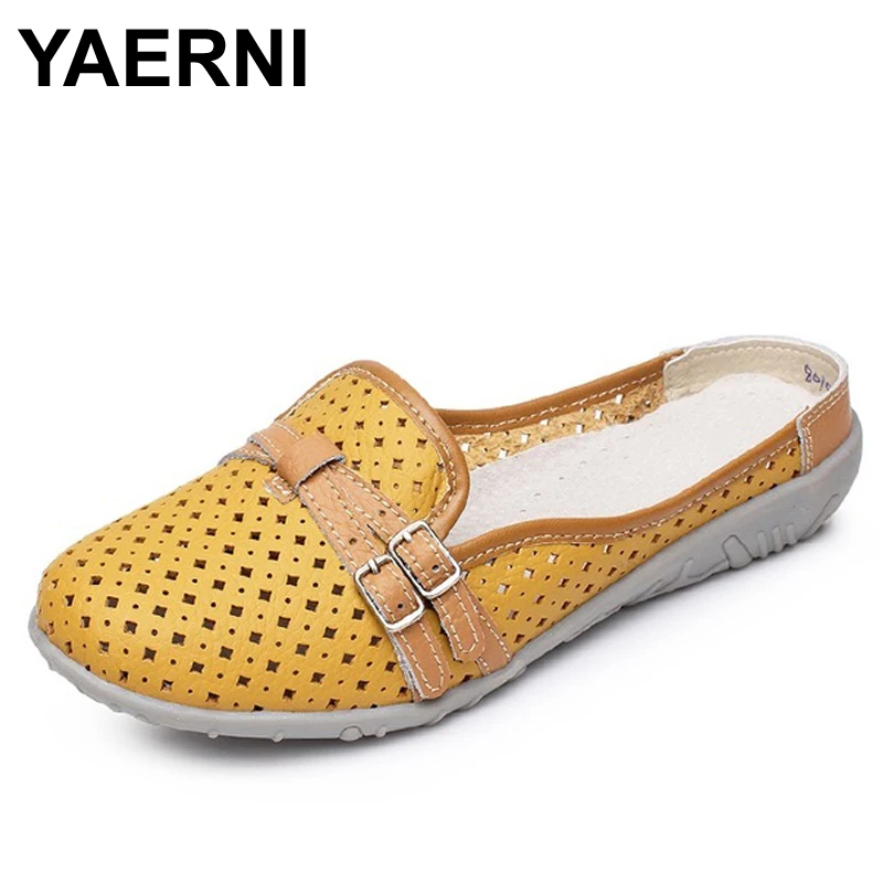 YAERNI/тапочки для отдыха; женские сандалии из спилка на плоской подошве; весенняя обувь без застежки с круглым носком; женские сандалии с вырезами; YP8010