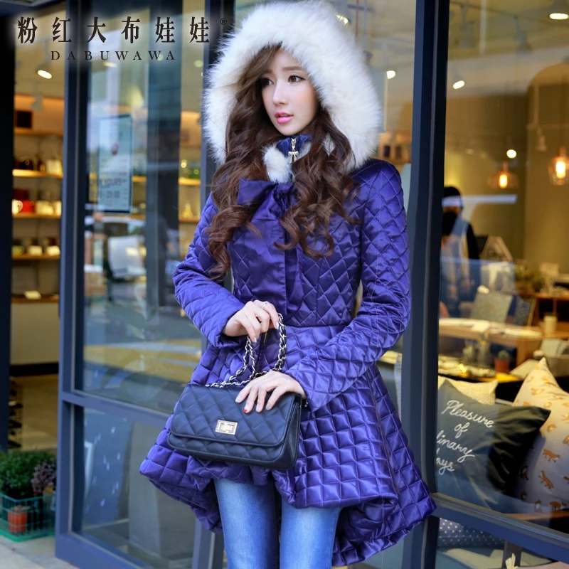 dabuwawa original women clothes new 2016 brand winter thickening slim long ladies women skirt hooded down coat parka wholesale