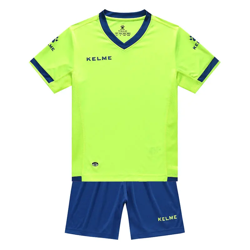 KELME KID'S Team футбольные наборы на заказ тренировочные футболки с короткими рукавами шорты для футбола Survetement высокое качество K15Z212C - Цвет: Fluorescent green