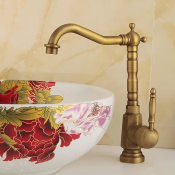 

High-quality Free Shipping all copper basin faucet single handle antique retro faucet sink hot and cold water faucet rotation
