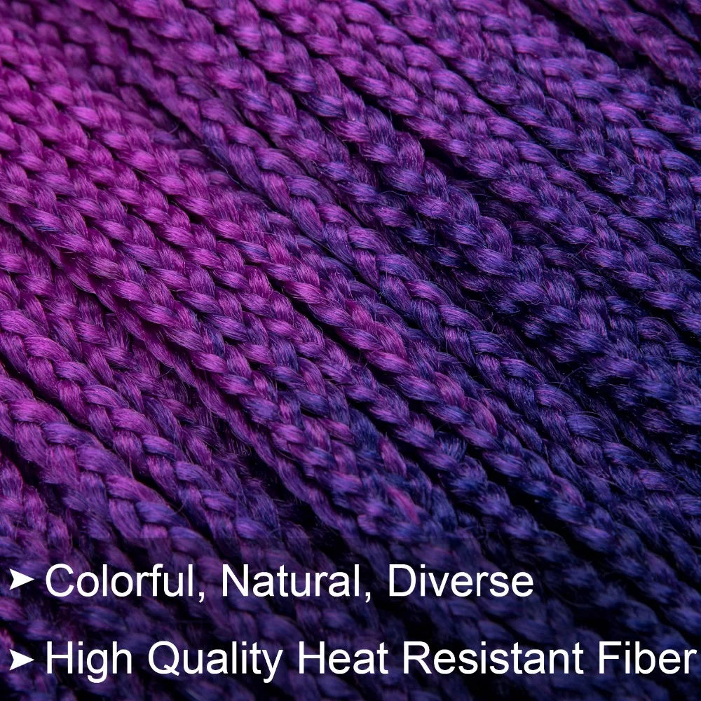 DinDong Ombre Crochet Box Braids Extensions 24 inch Ombre High Temperature Fiber Synthetic Braiding Hair