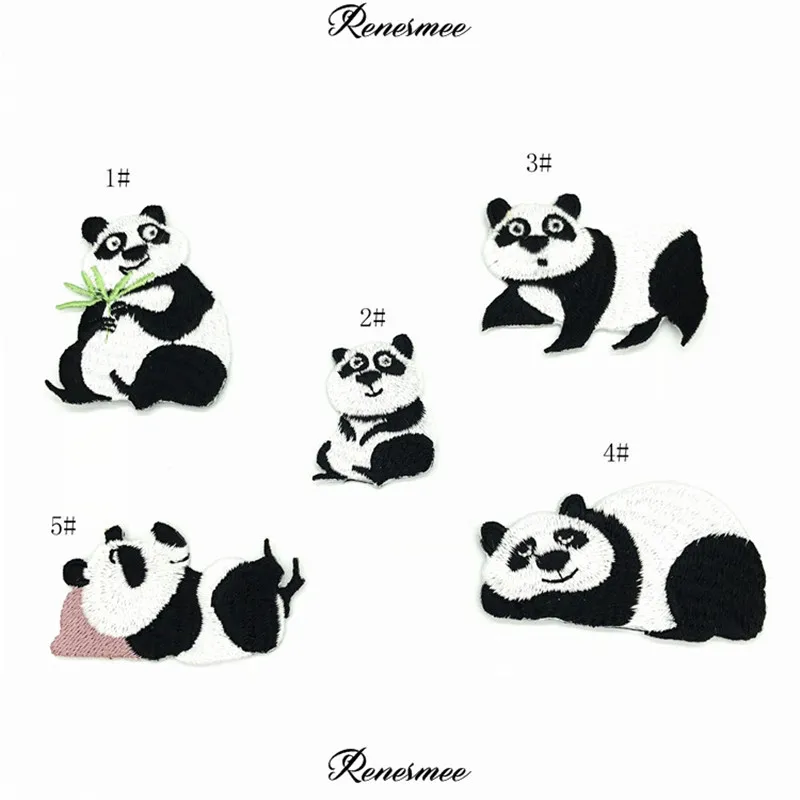 

1set/5pcs Clothing Embroidery Patch Sticker Iron On Patch Craft Sewing Repair Kids Applique Cute Bamboo Panda Patches SX174