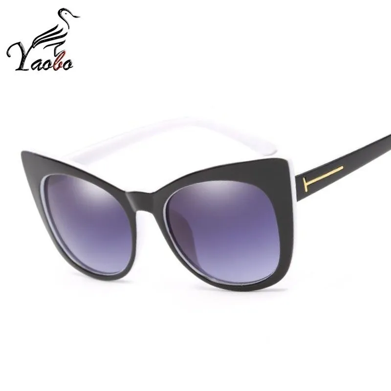 Роскошные Винтажные Солнцезащитные очки кошачий глаз женские брендовые дизайнерские ретро женские солнцезащитные очки для женщин женские солнцезащитные очки зеркальные - Цвет линз: BLACK WHITE