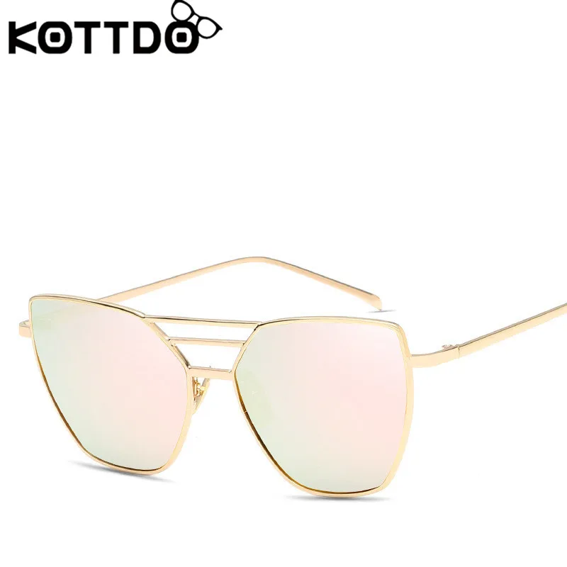 KOTTDO 2019 Модные женские розовые солнцезащитные очки кошачий глаз металлические