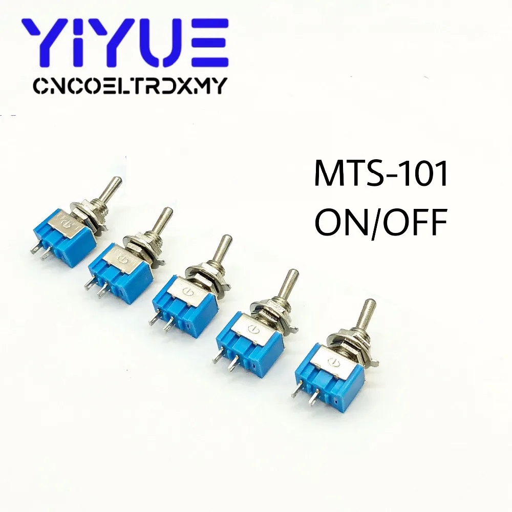 5 шт. MTS-101 2-контактный SPST переключатель ВКЛ-ВЫКЛ 2 положения 6A 250 В AC мини электрические тумблеры 6 мм монтажное отверстие
