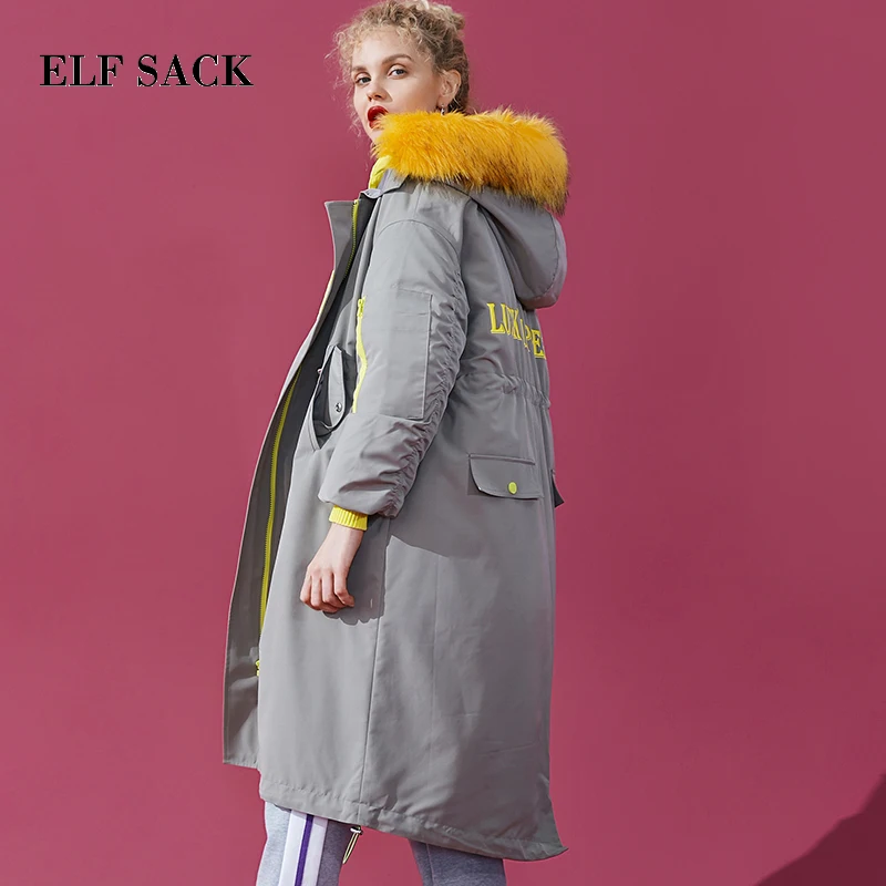 Style Canard Bas Éclair Duvet Elf Pour Ins Porter Vers Épais Le Longue Lettre L'hiver Sac Vestes Fermeture Femme De 90 Manteau Casual Vert Blanc YqYPx6ESw