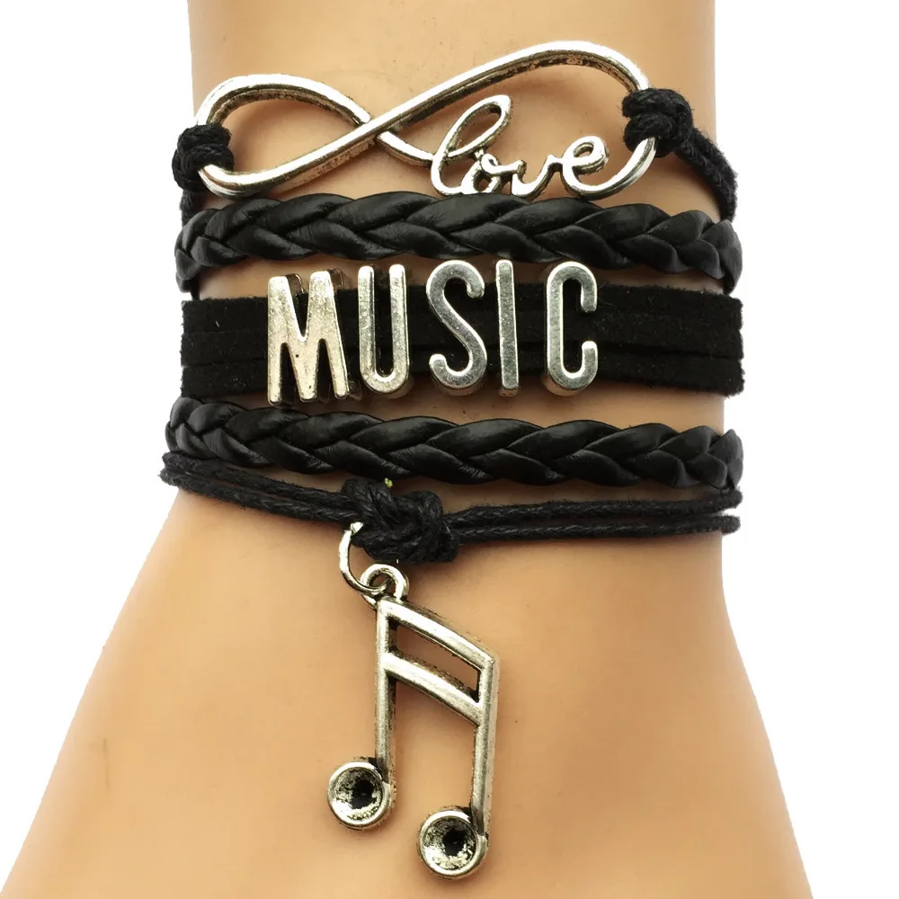 Drop Shipping Infinity Love Music Bracelet Black Velvet Color