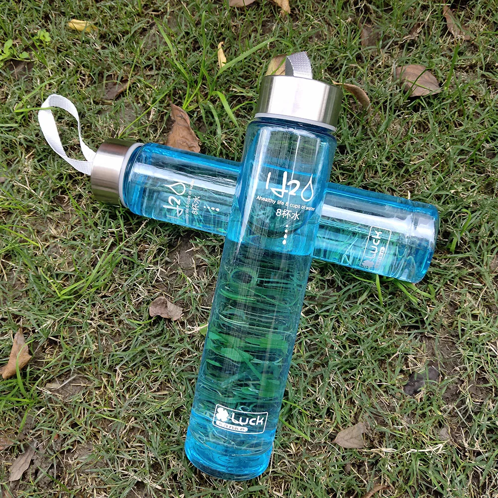 WTCABROE لا متجمد زجاجات مياه 265 مللي المحمولة الصيف في الهواء الطلق الرياضة شفافة غير قابلة للكسر البلاستيك 6 ألوان HD المياه زجاجة