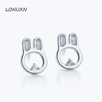 

925 silver High quality female jewelry cute Rabbit hollow earrings, personality, temperament, Korean version, girls lovers gift