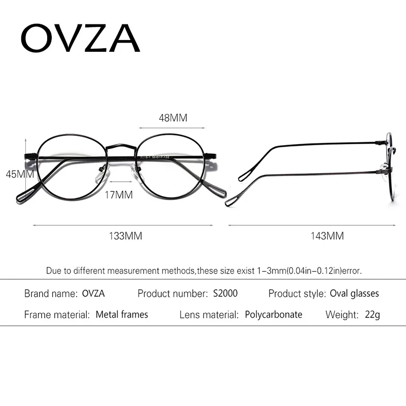 Ovza Новинка овальная металлическая оптическая оправа для женщин Высокое качество Ретро мужские очки оправа модные очки для чтения ажурные ноги S2000